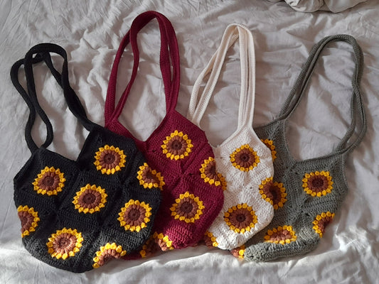 Sunflower Crochet Tote Bag