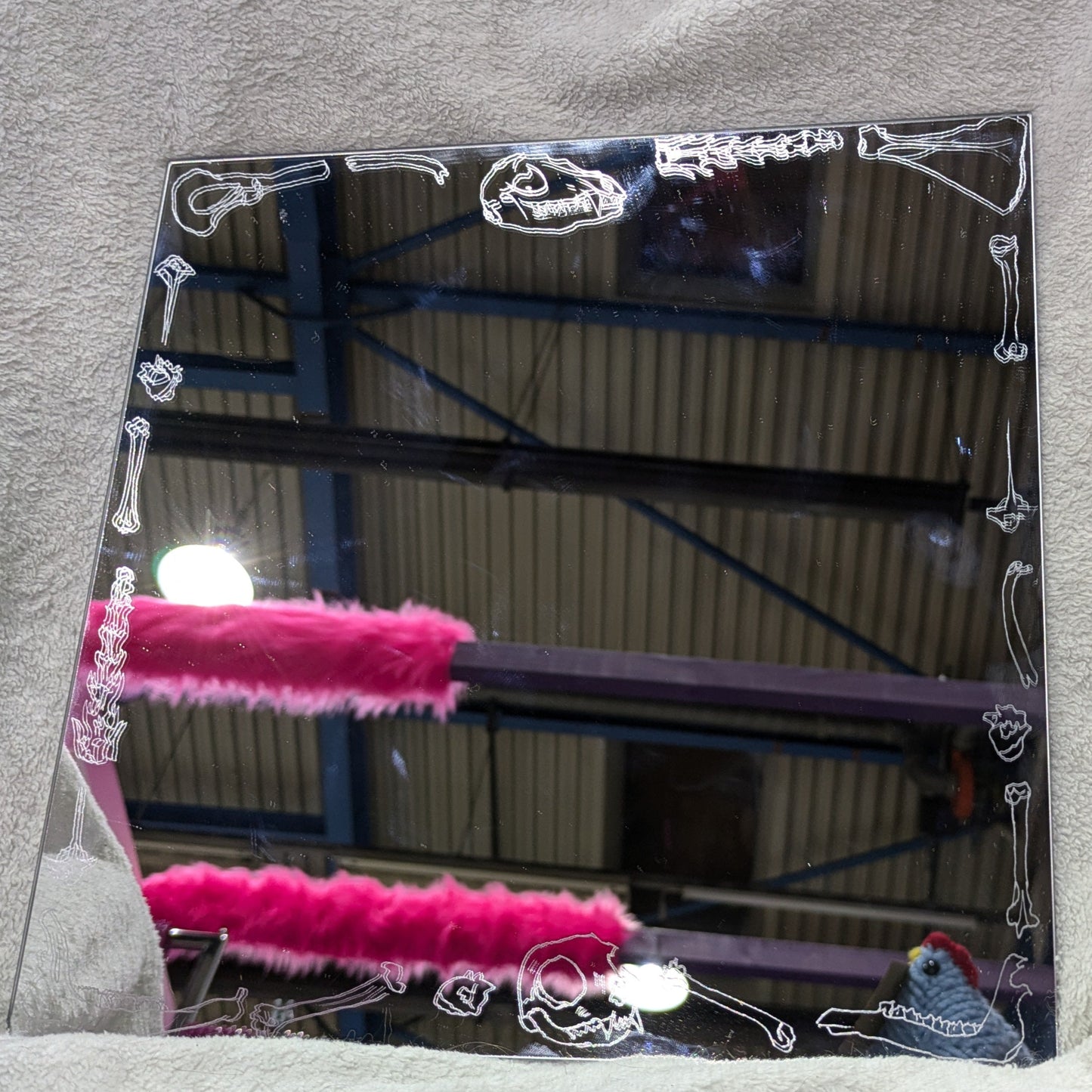 Animal Bones Square Carved Mirror