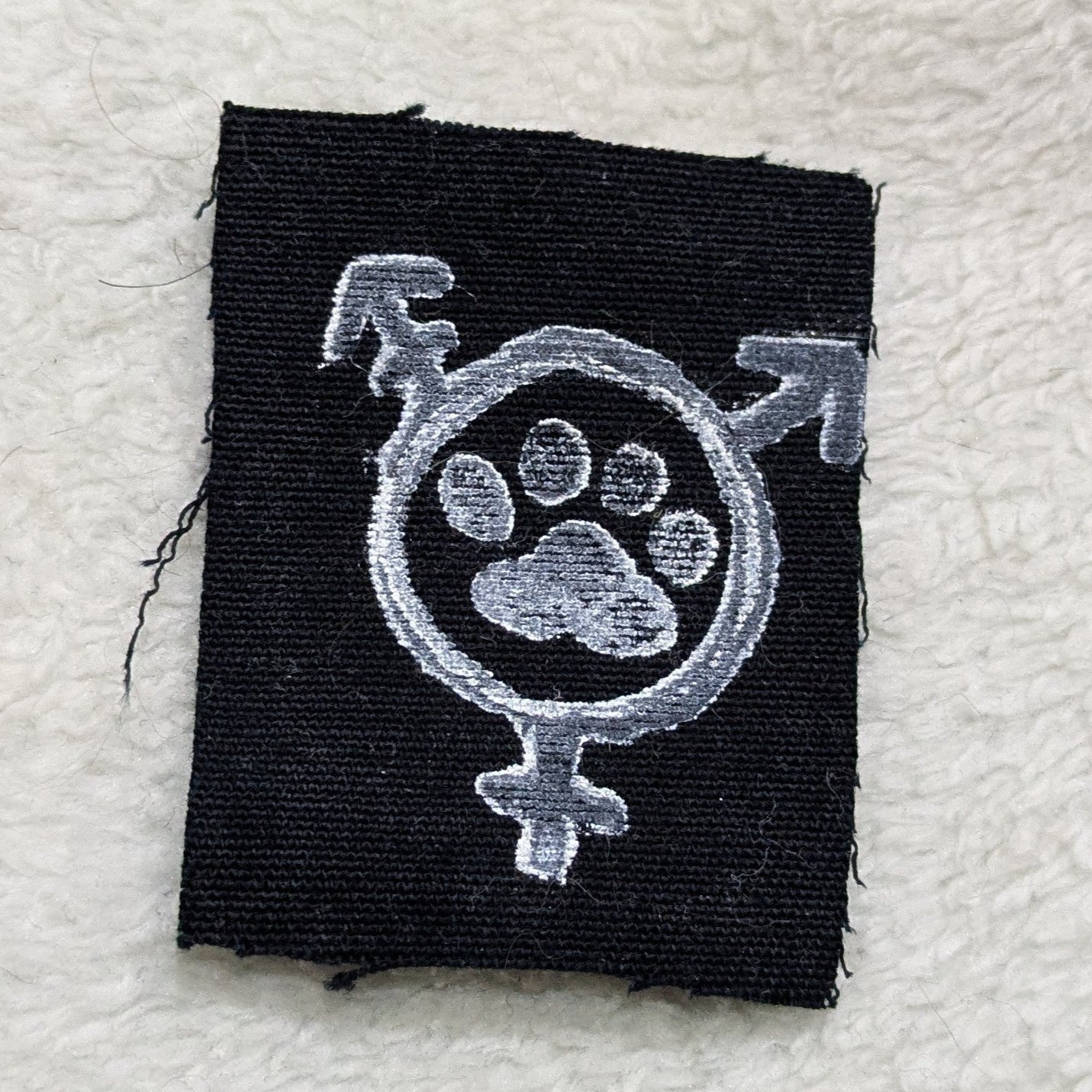 Transgender Symbol with Paw Print Small Patch